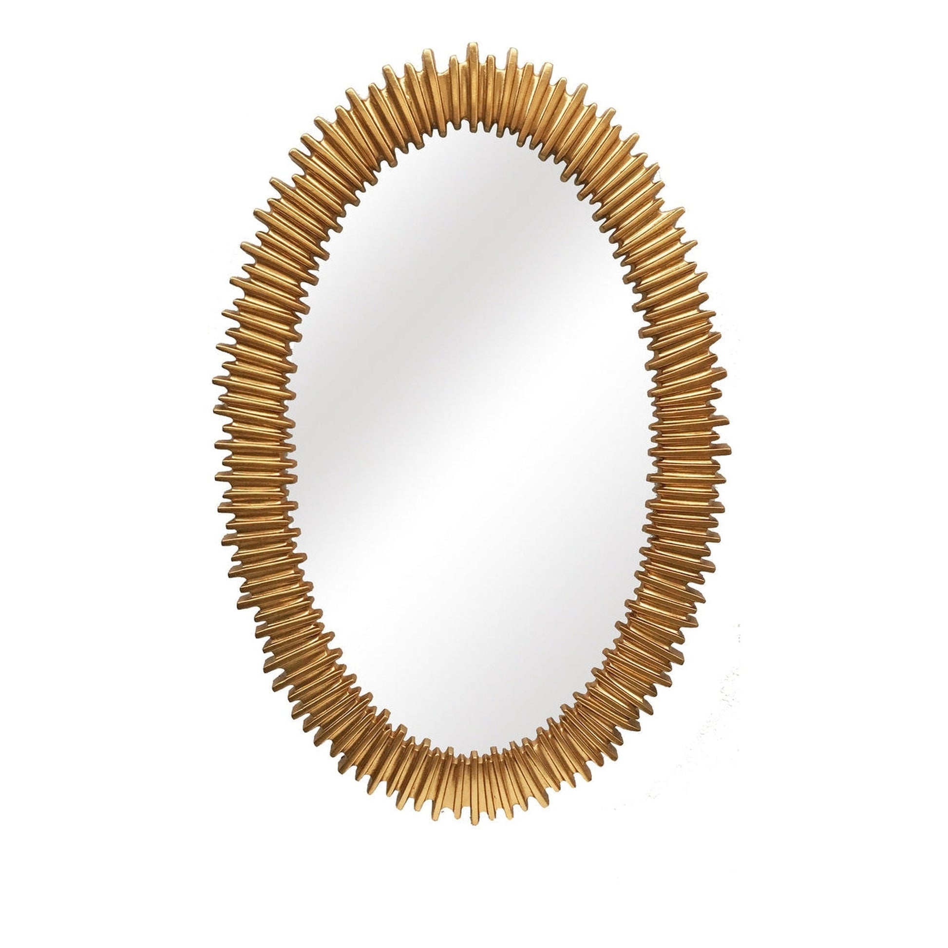 SBC Decor Lea Oval 26" x 40" Wall-Mounted Light Weight Resin Accent Wall Mirror In Brushed Gold Finish