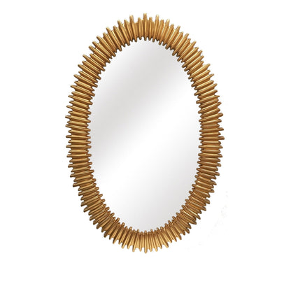 SBC Decor Lea Oval 26" x 40" Wall-Mounted Light Weight Resin Accent Wall Mirror In Brushed Gold Finish
