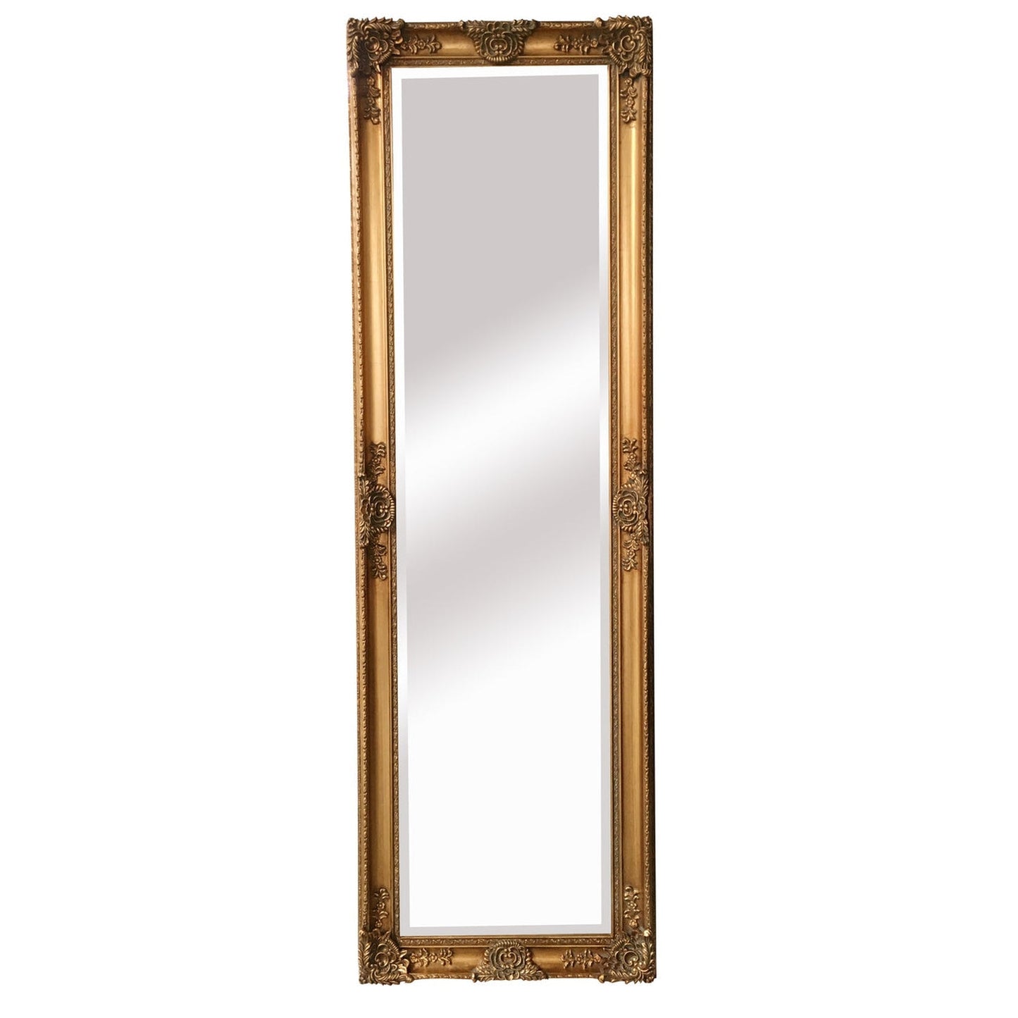 SBC Decor Mayfair Belle 19" x 60" Wall-Mounted Full Length Wood Frame Dresser Mirror In Antique Gold Finish