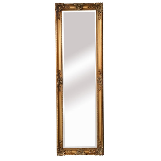 SBC Decor Mayfair Belle 19" x 60" Wall-Mounted Full Length Wood Frame Dresser Mirror In Antique Gold Finish