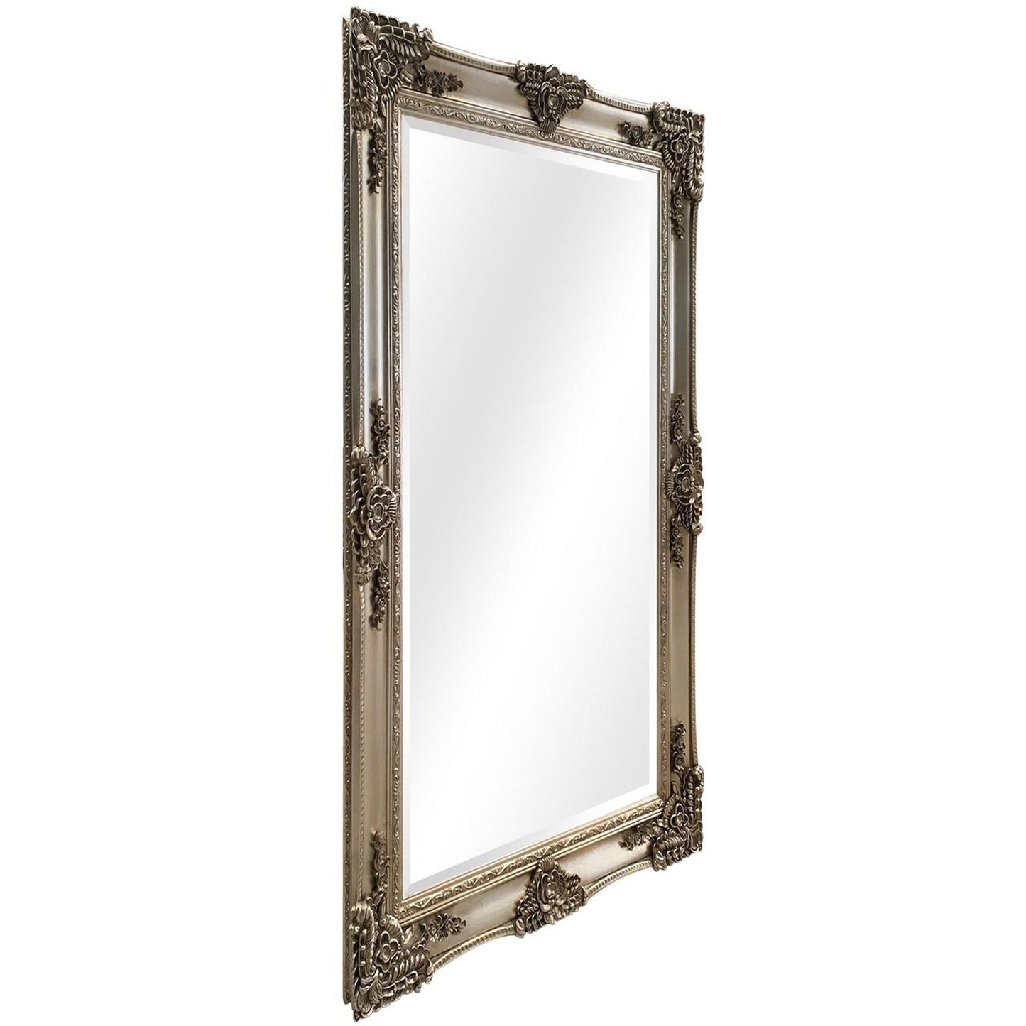 SBC Decor Mayfair Grande 46" x 70" Wall-Mounted Full Length Wood Frame Leaner Dresser Mirror In Champagne Gold Finish