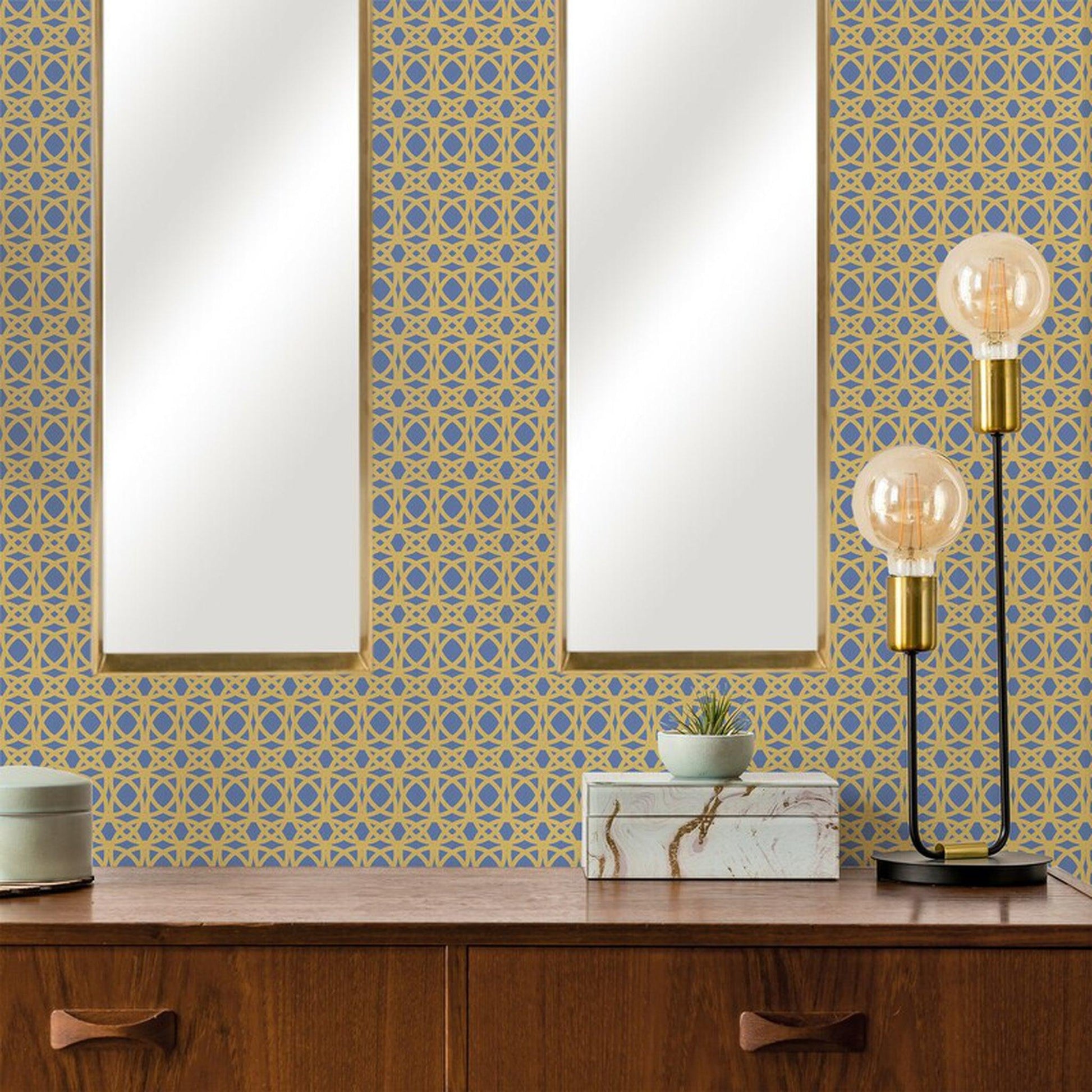 SBC Decor Mia Modern 12" x 47" Wall-Mounted Tray Frame Long Wall Mirror In Brushed Gold Finish