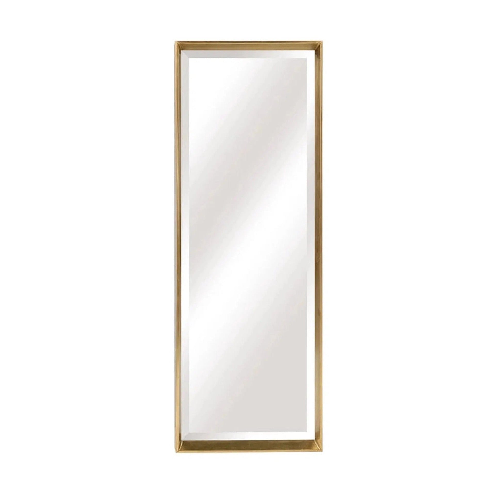 SBC Decor Mia Modern 12" x 47" Wall-Mounted Tray Frame Long Wall Mirror In Brushed Gold Finish