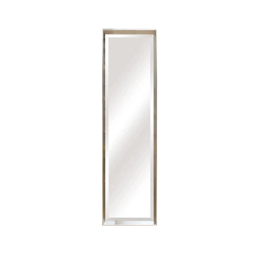 SBC Decor Mia Modern 12" x 47" Wall-Mounted Tray Frame Long Wall Mirror In Brushed Silver Finish