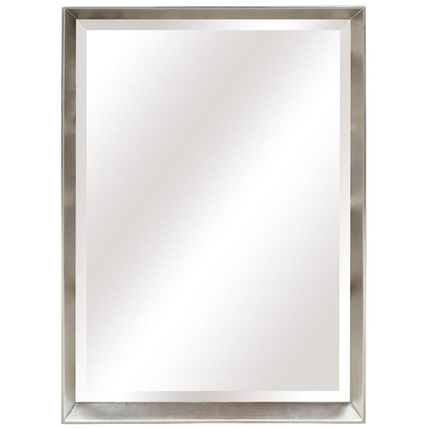 SBC Decor Mia Modern 20" x 37" Wall-Mounted Tray Frame Long Wall Mirror In Brushed Silver Finish