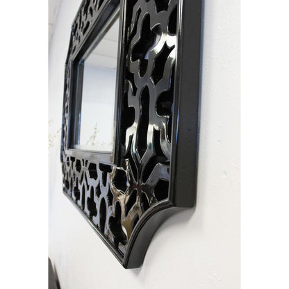 SBC Decor Olivia 33" x 43" Wall-Mounted Light Weight Resin Wall Mirror In Glossy Black Finish