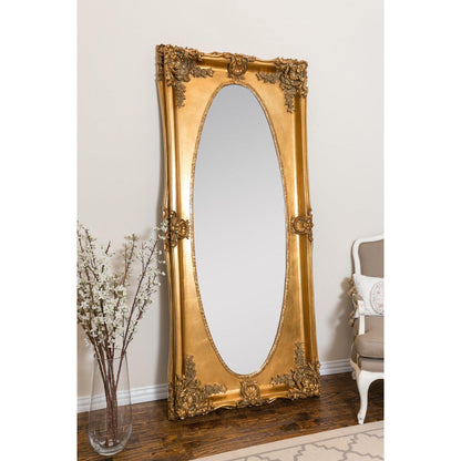 SBC Decor Park Avenue 36" x 79" Wall-Mounted Wood Frame Wall Mirror In Antique Gold Finish