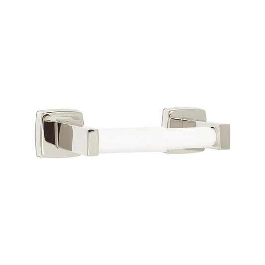 Seachrome 15000 Series Polished Stainless Steel Single Roll Toilet Paper Holder With Plastic Spring Loaded White Roller