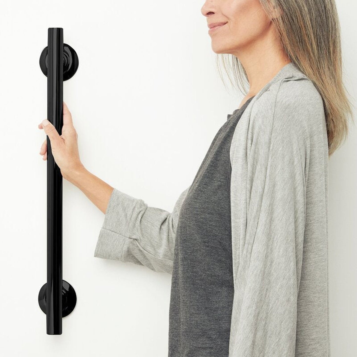 Seachrome Coronado 18" Matte Black Powder Coated Stainless Steel Wall Mount Bathroom Shower Grab Bar, 1.25" Diameter, ADA Compliant