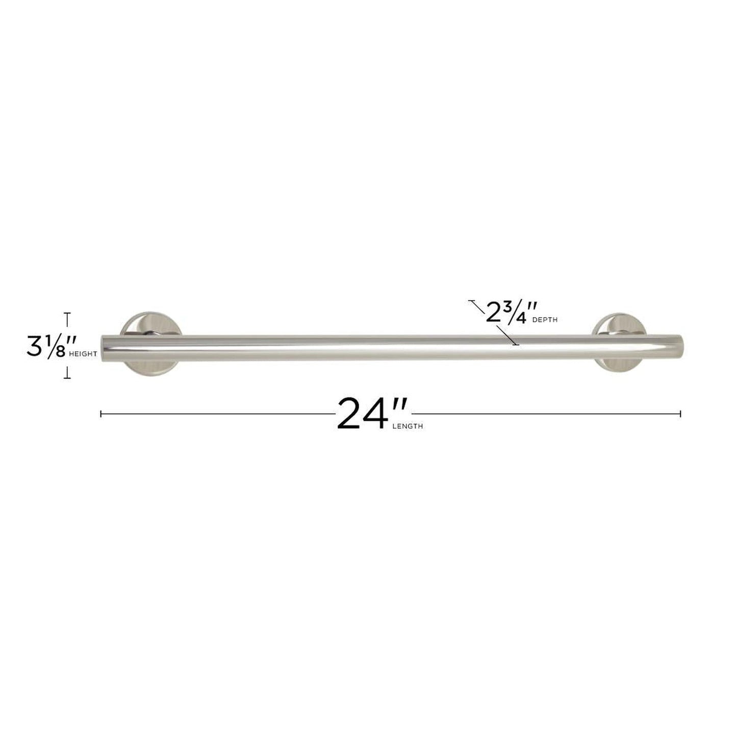 Seachrome Coronado 24" Polished Stainless Steel Wall Mount Bathroom Shower Grab Bar, 1.25" Diameter, ADA Compliant