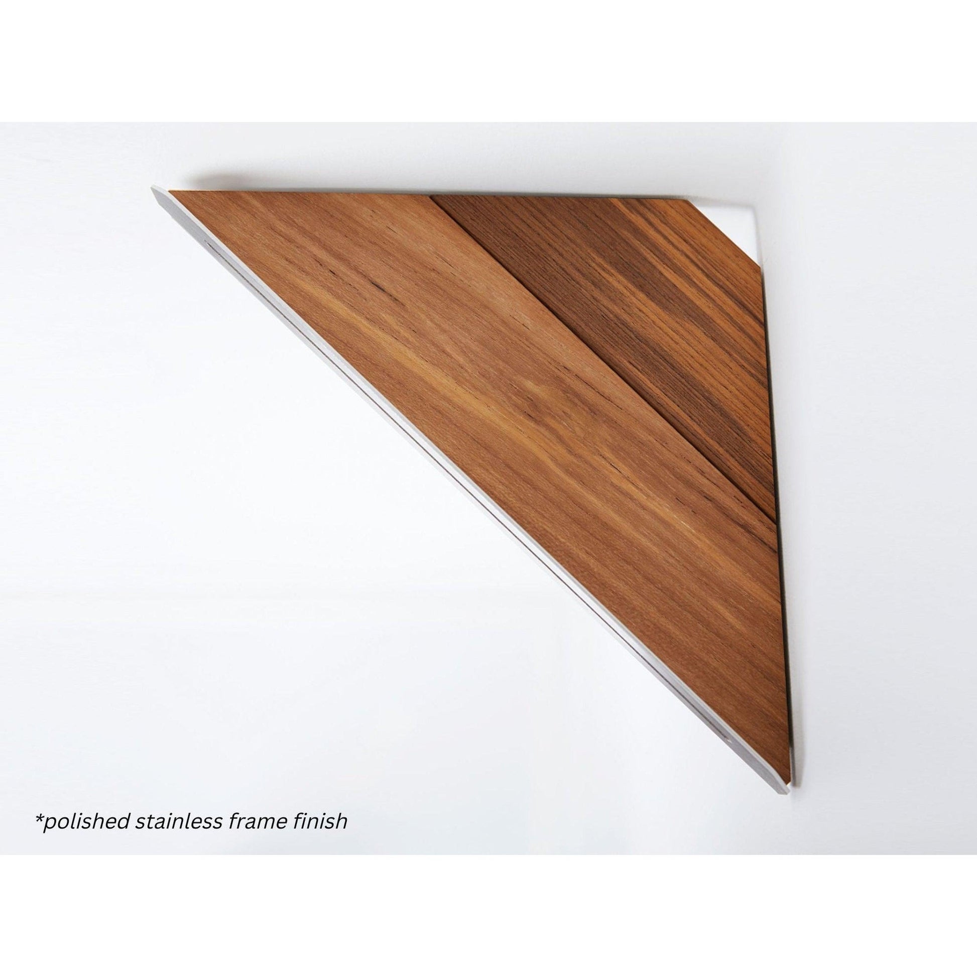 Seachrome Coronado 700 Series 14" x 8" Corner Shower Shelf With Natural Teak Wood Insert and Bronze Powder Coated Stainless Steel Frame