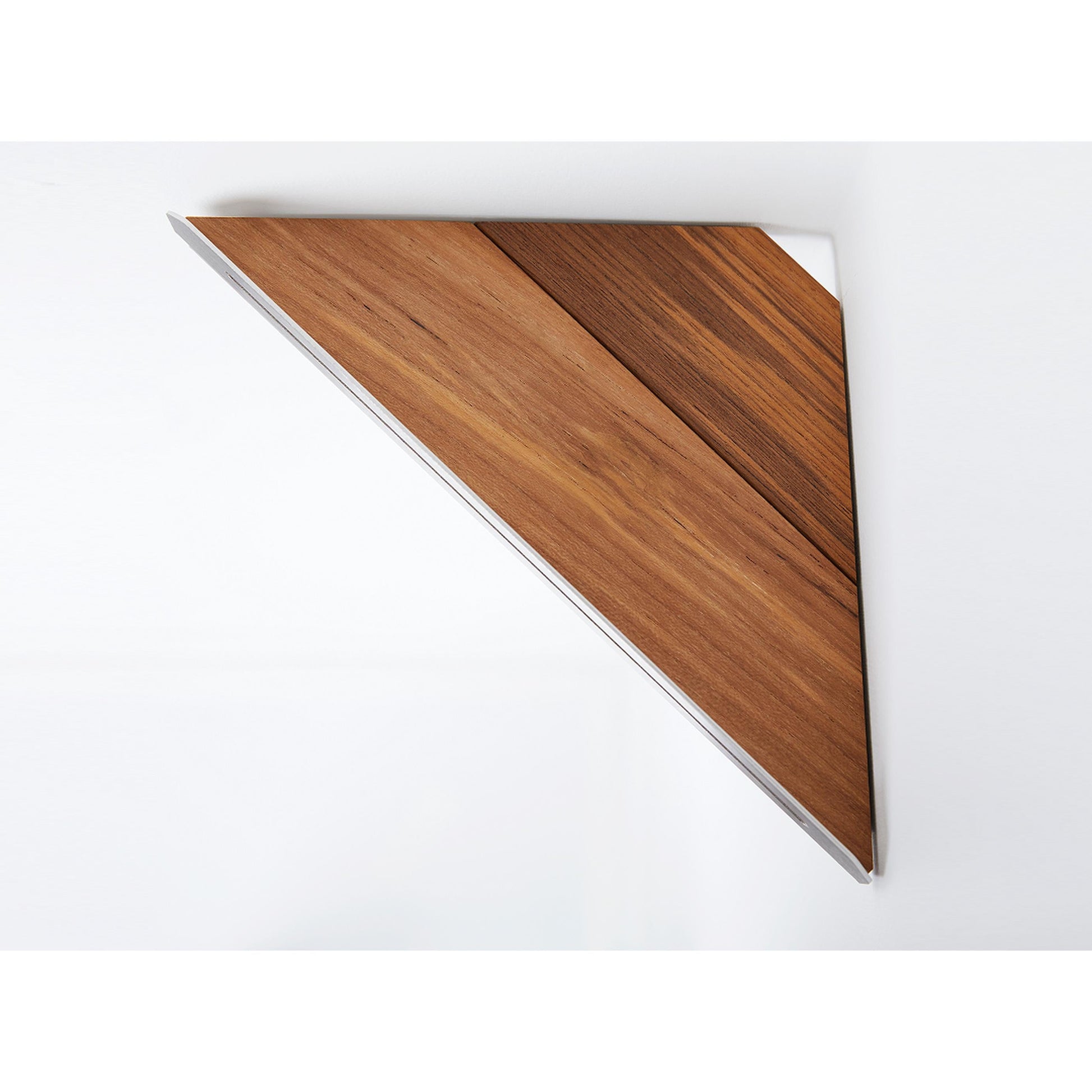 Seachrome Coronado 700 Series 14" x 8" Corner Shower Shelf With Natural Teak Wood Insert and Satin Stainless Steel Frame