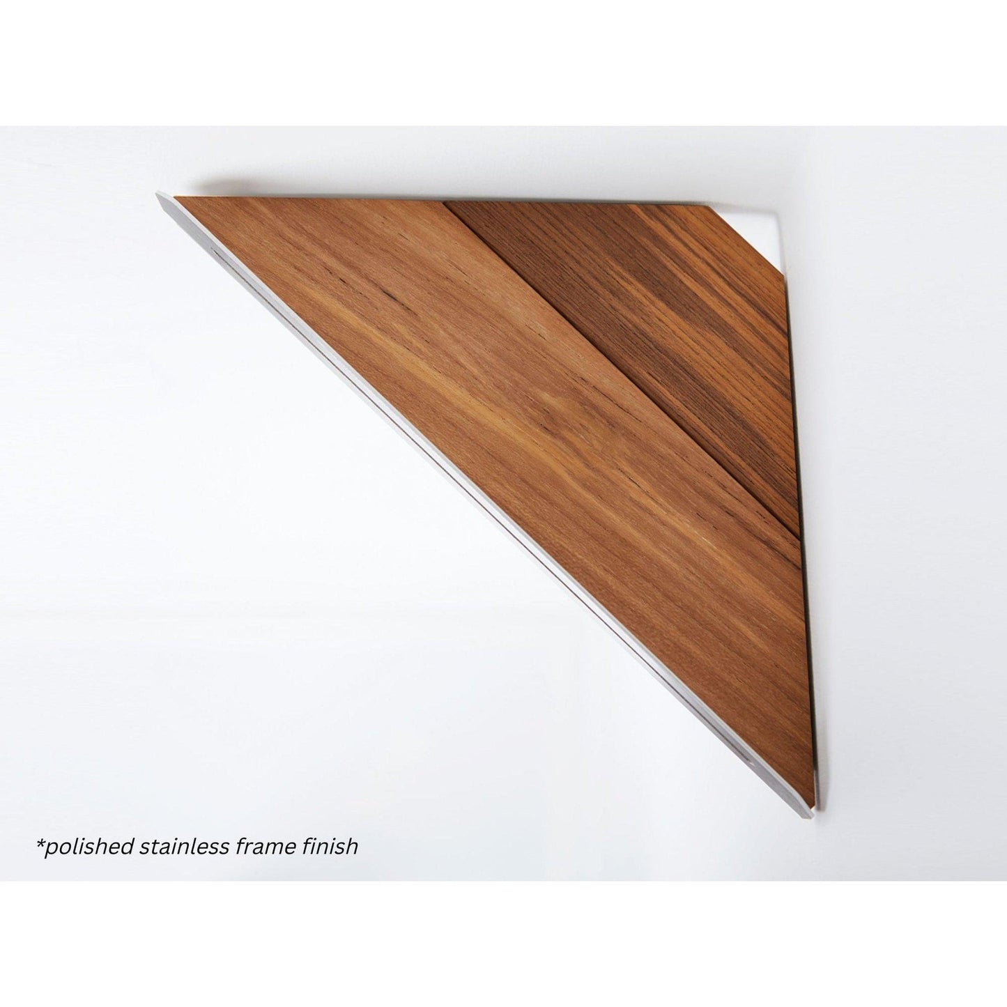 Seachrome Coronado 700 Series 14" x 8" Corner Shower Shelf With Natural Teak Wood Insert and White Powder Coated Stainless Steel Frame