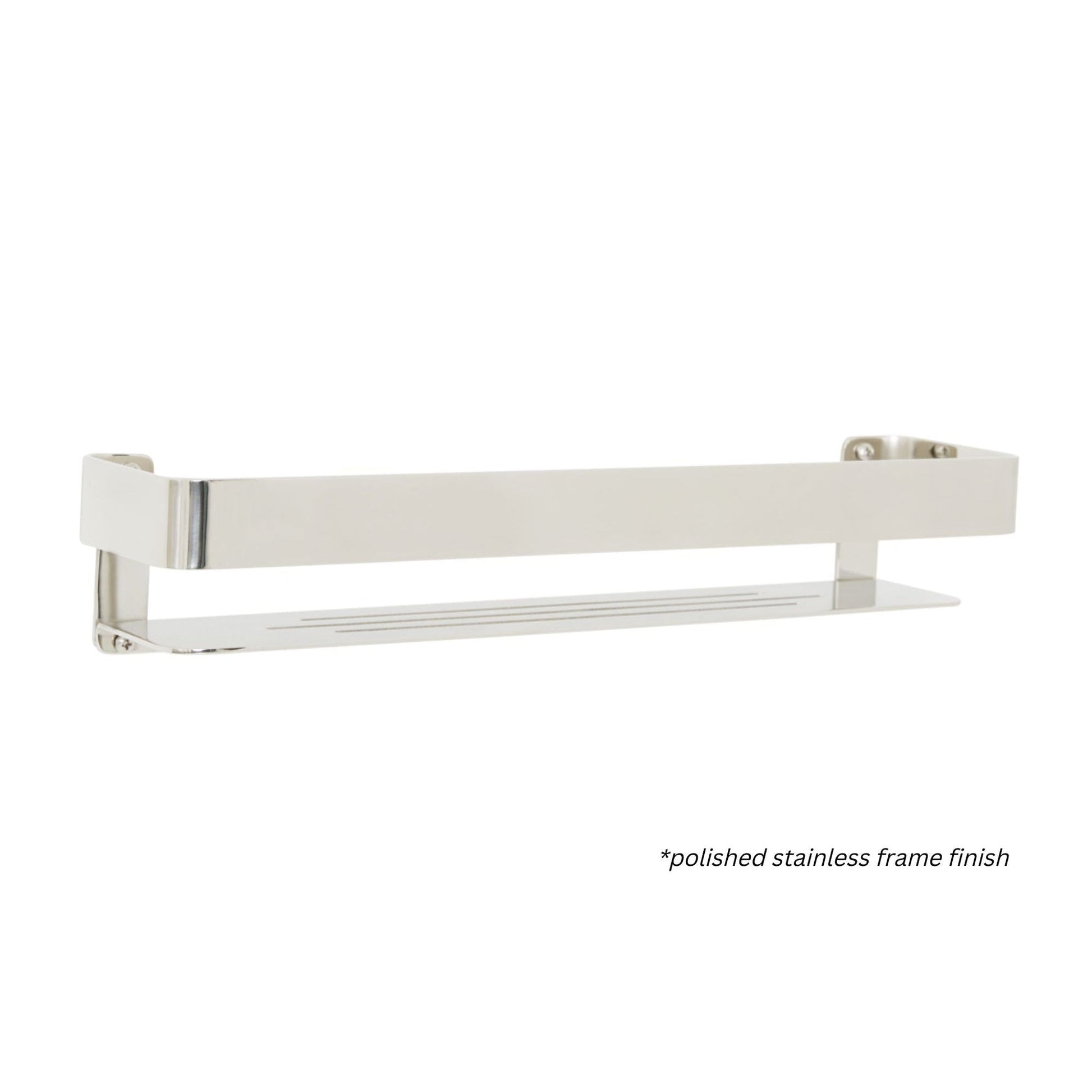 Seachrome Coronado 700 Series 18" x 4" Rectangular Shower Shelf With Rail in Almond Powder Coated Stainless Steel Finish