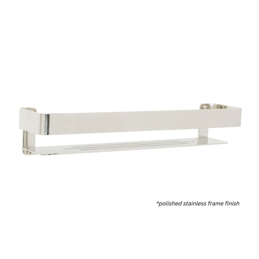 Seachrome Coronado 700 Series 18" x 4" Rectangular Shower Shelf With Rail in Almond Wrinkle Powder Coated Stainless Steel Finish