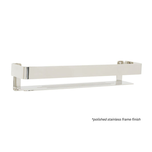 Seachrome Coronado 700 Series 18" x 4" Rectangular Shower Shelf With Rail in Biscuit Powder Coated Stainless Steel Finish