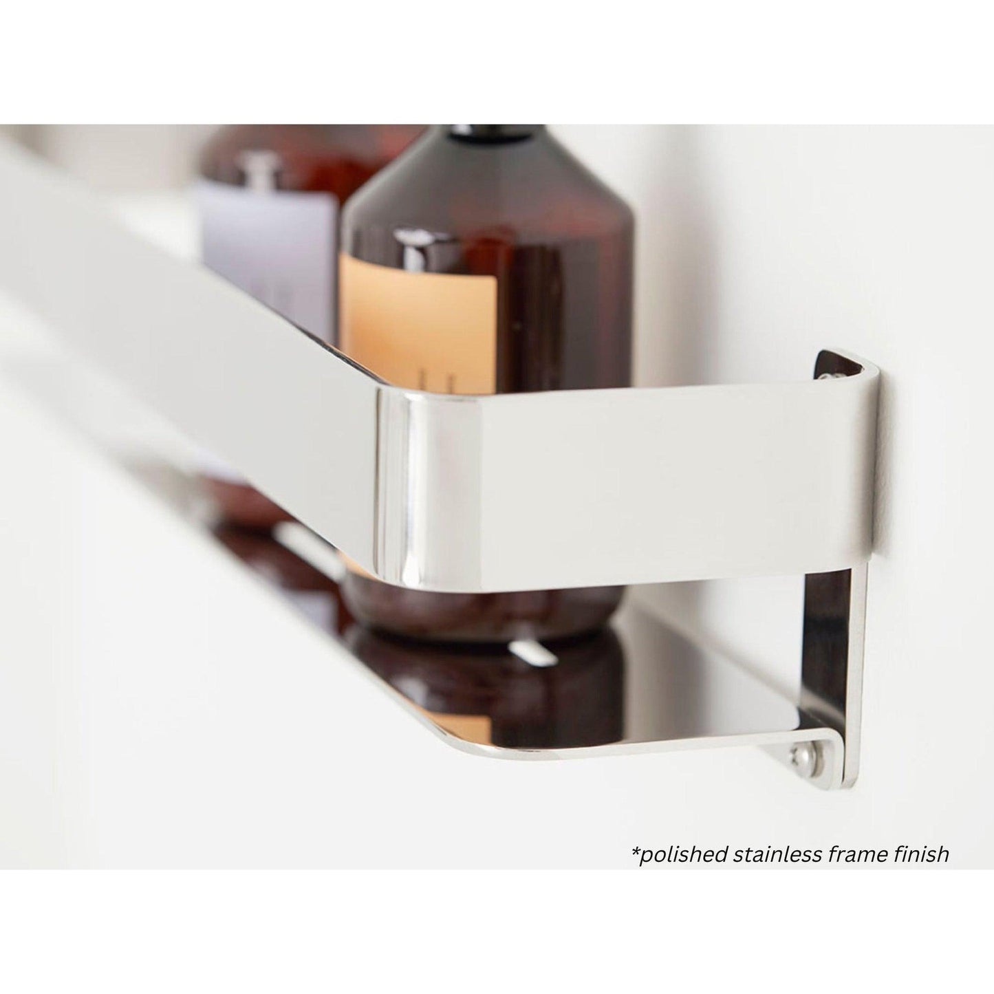 Seachrome Coronado 700 Series 18" x 4" Rectangular Shower Shelf With Rail in Black Powder Coated Stainless Steel Finish