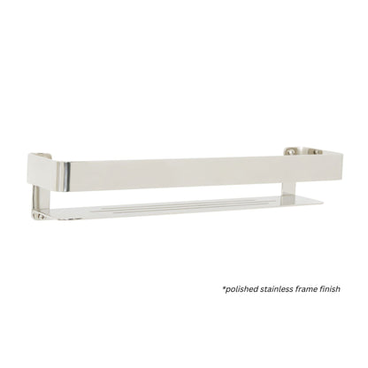 Seachrome Coronado 700 Series 18" x 4" Rectangular Shower Shelf With Rail in White Powder Coated Stainless Steel Finish