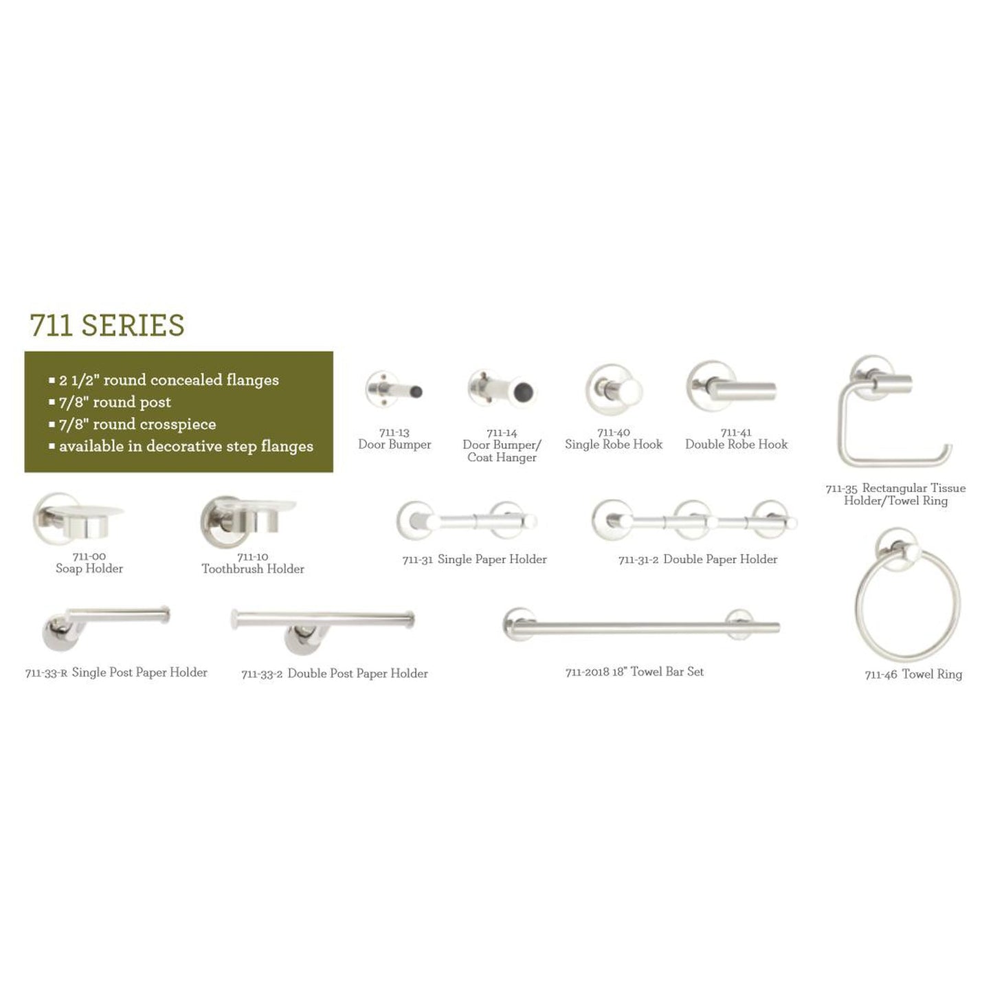 Seachrome Coronado 711 Series 18" Towel Bar Set in Satin Stainless