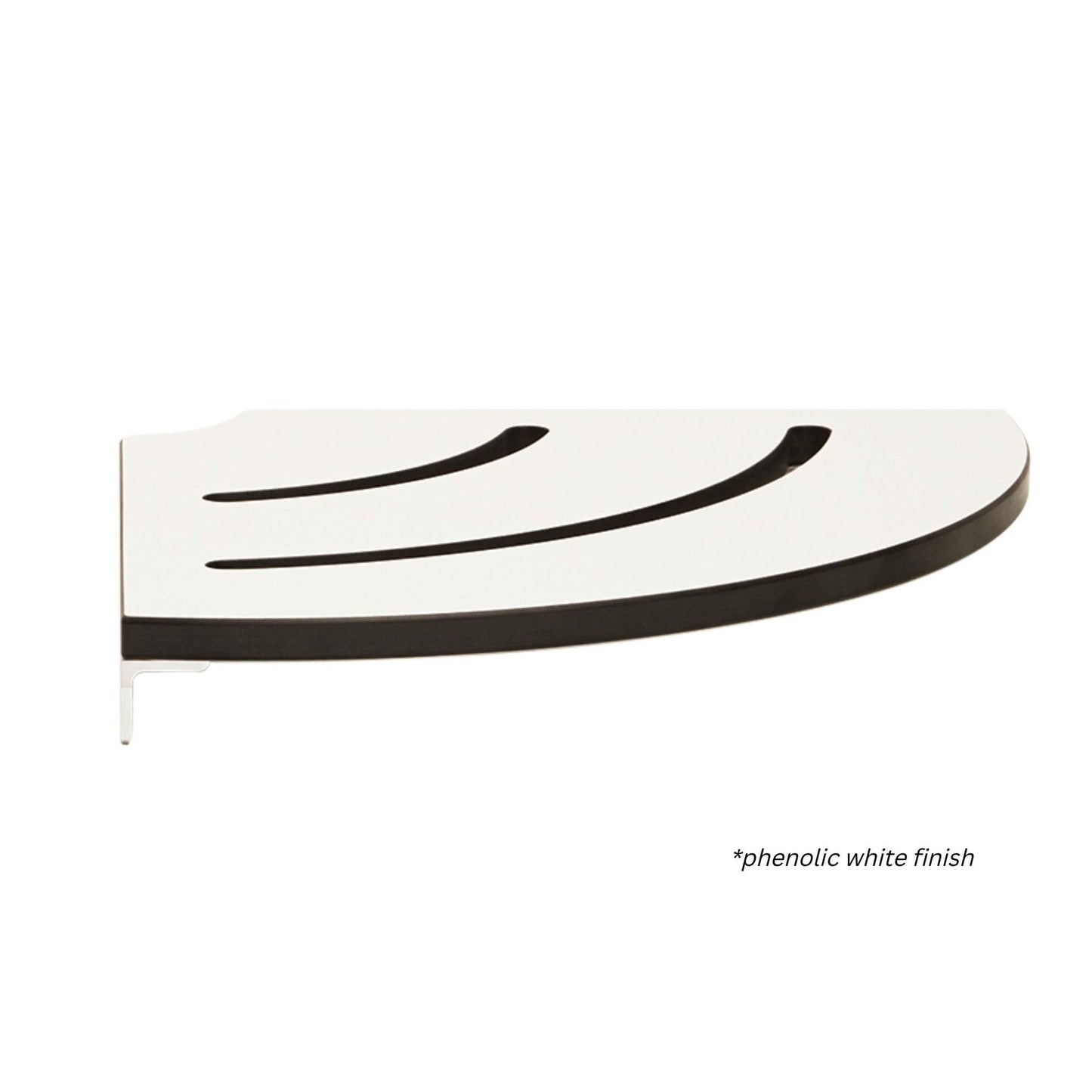 Seachrome Lifestyle and Wellness 12" x 9" Contour Shower Shelf, One-Piece Solid Phenolic Black Stainless Finish