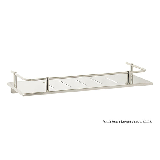 Seachrome Lifestyle and Wellness 720 Series 16" x 6" Rectangular Sundries Shower Shelf With Rail in Almond Powder Coated Stainless Finish