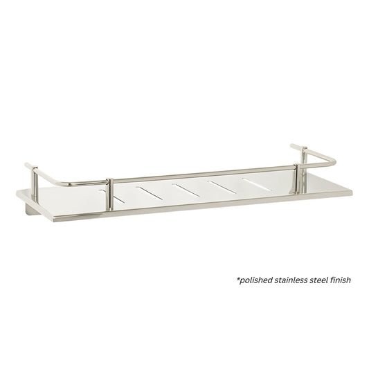 Seachrome Lifestyle and Wellness 720 Series 16" x 6" Rectangular Sundries Shower Shelf With Rail in Biscuit Powder Coated Stainless Finish