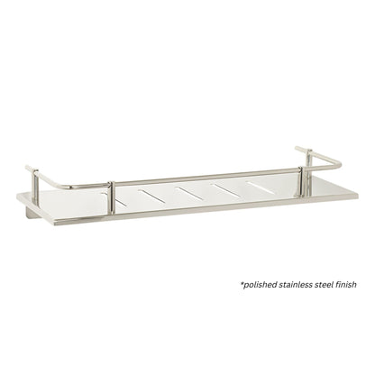 Seachrome Lifestyle and Wellness 720 Series 16" x 6" Rectangular Sundries Shower Shelf With Rail in Black Powder Coated Stainless Finish