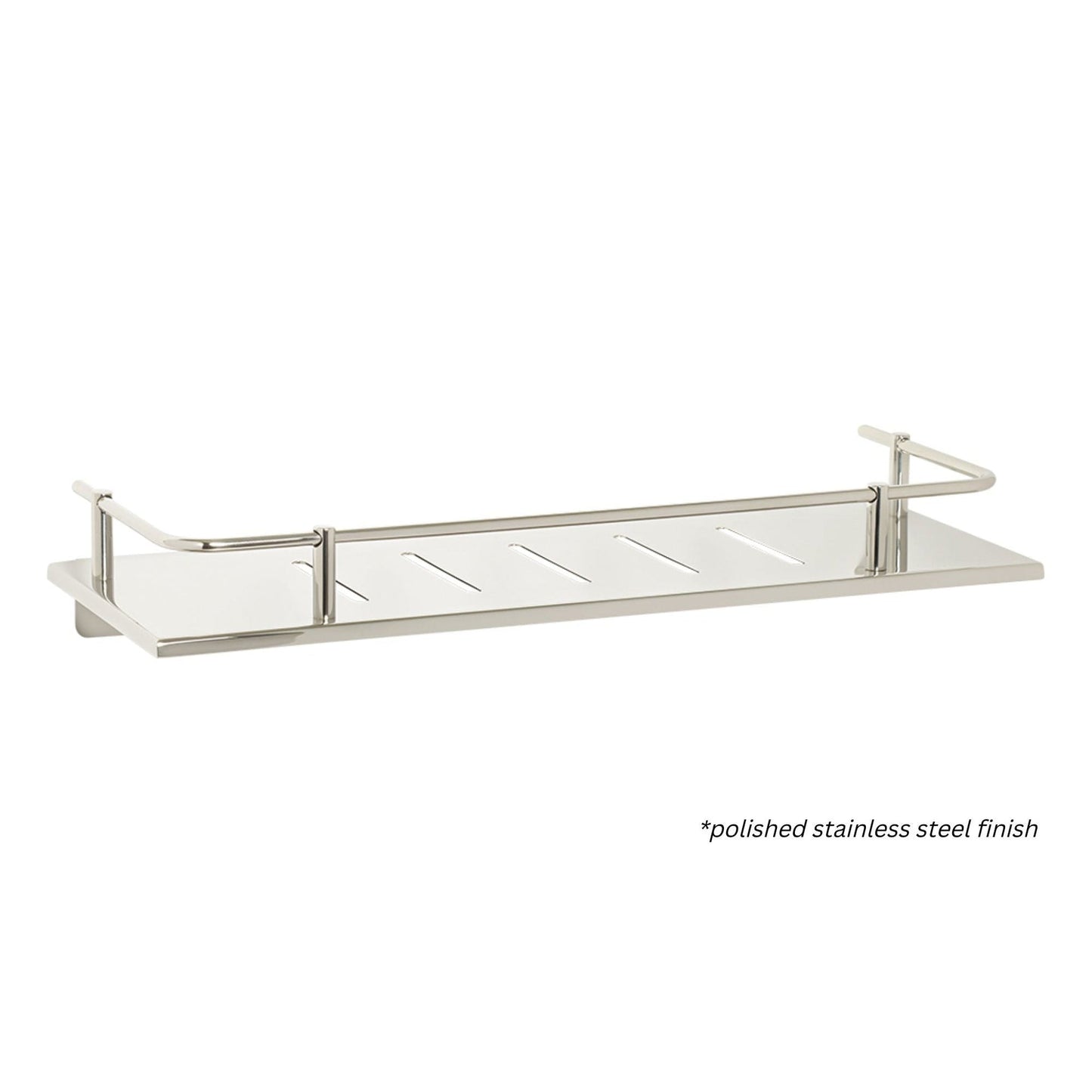 Seachrome Lifestyle and Wellness 720 Series 16" x 6" Rectangular Sundries Shower Shelf With Rail in Polished Brass Powder Coated Stainless Finish