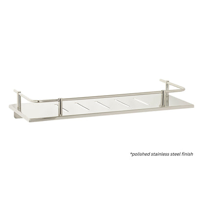 Seachrome Lifestyle and Wellness 720 Series 16" x 6" Rectangular Sundries Shower Shelf With Rail in White Powder Coated Stainless Finish