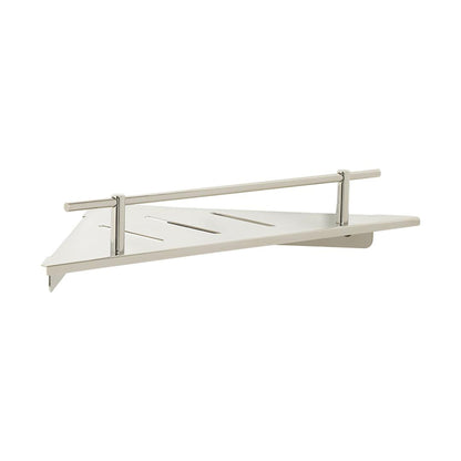 Seachrome Lifestyle and Wellness Series Corner Shower Shelf With Drain Slots and Rail in Polished Stainless Finish