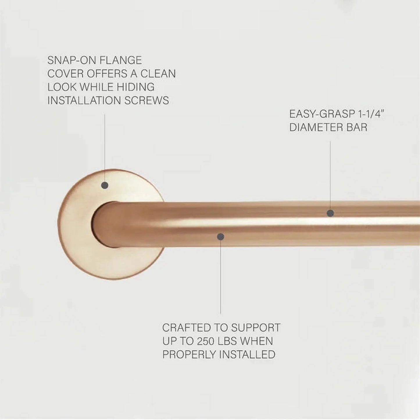 Seachrome Signature Series 12" CuVerro Antimicrobial Copper Alloy, Straight Bathroom Grab Bar, 1.25" Diameter, ADA Compliant