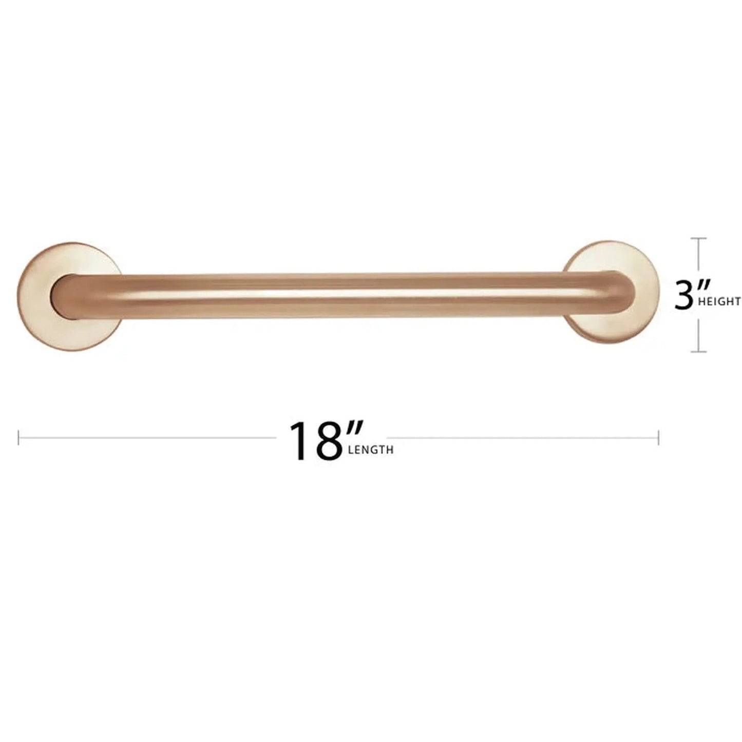 Seachrome Signature Series 18" Satin Stainless Straight Bathroom Grab Bar, CuVerro Antimicrobial Copper Alloy, 1.25" Diameter, ADA Compliant