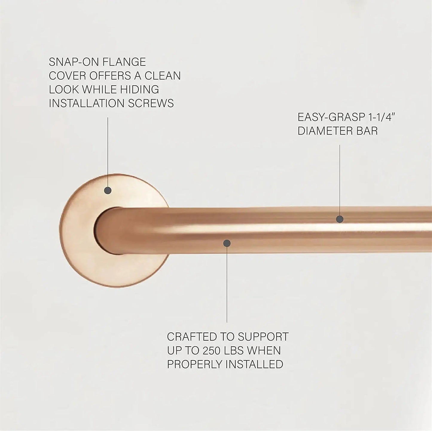 Seachrome Signature Series 24" Satin Stainless Straight Bathroom Grab Bar, CuVerro Antimicrobial Copper Alloy, 1.25" Diameter, ADA Compliant