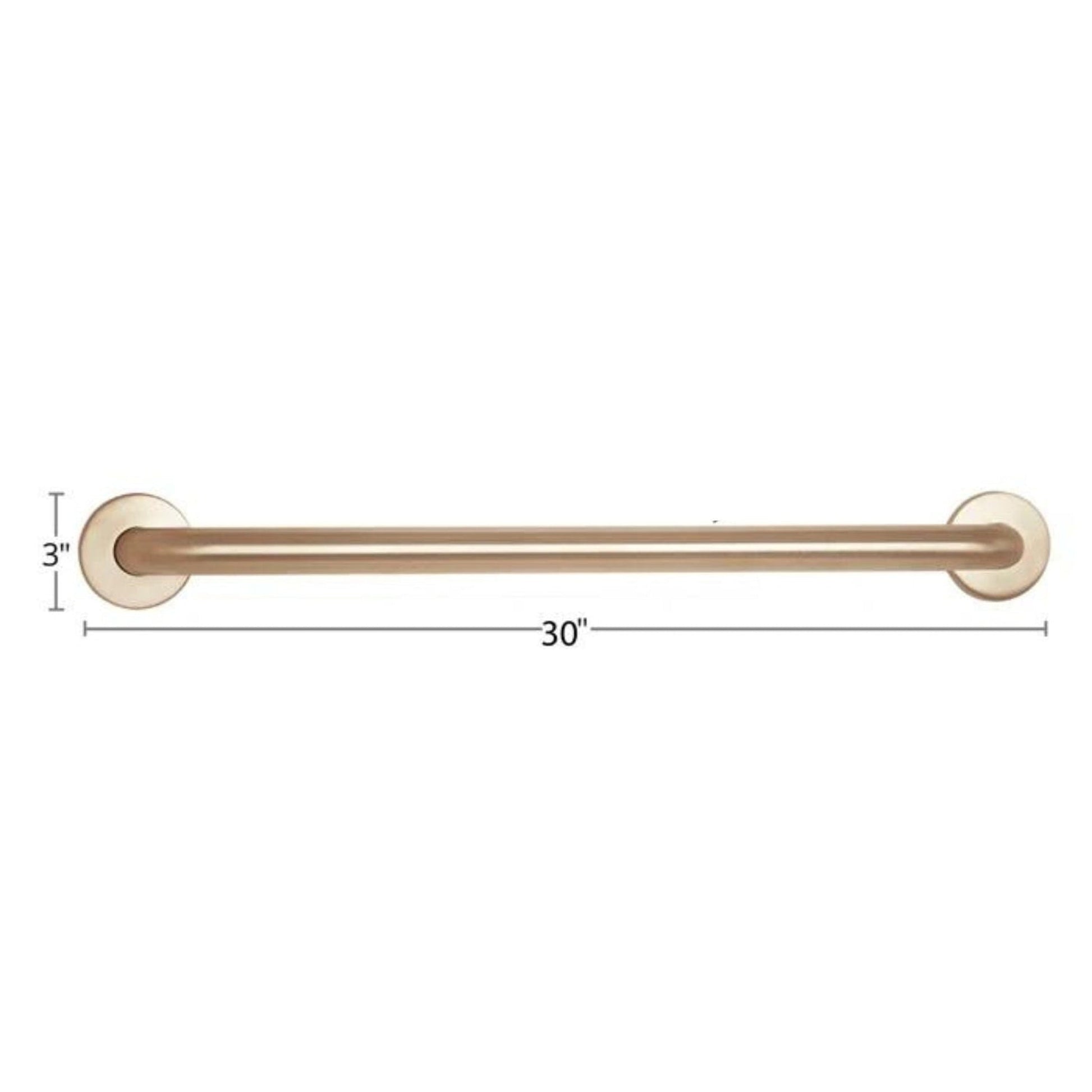 Seachrome Signature Series 30" Satin Stainless Straight Bathroom Grab Bar, CuVerro Antimicrobial Copper Alloy, 1.25" Diameter, ADA Compliant