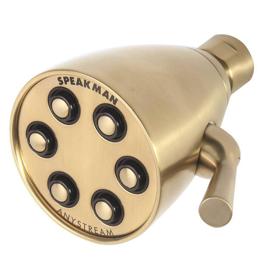 Speakman Icon 6-Jet 3-Spray Pattern Low Flow 1.75 GPM Solid Brass Shower Head in Aged Brass Finish