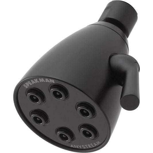 Speakman Icon 6-Jet 3-Spray Pattern Low Flow 2.0 GPM Solid Brass Shower Head in Matte Black Finish