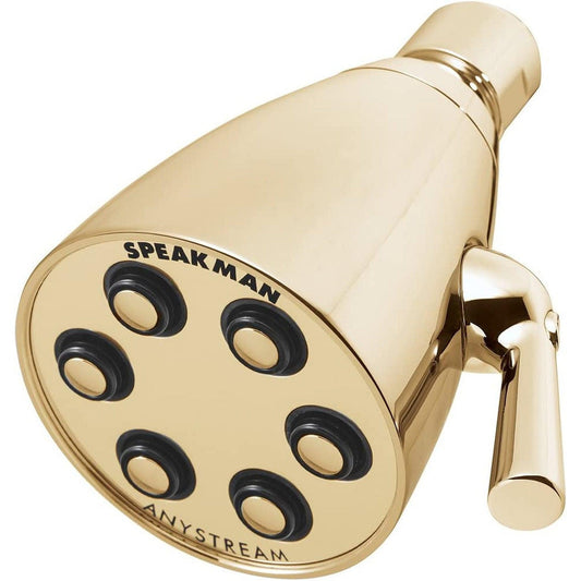 Speakman Icon 6-Jet 3-Spray Pattern Low Flow 2.0 GPM Solid Brass Shower Head in Polished Brass Finish