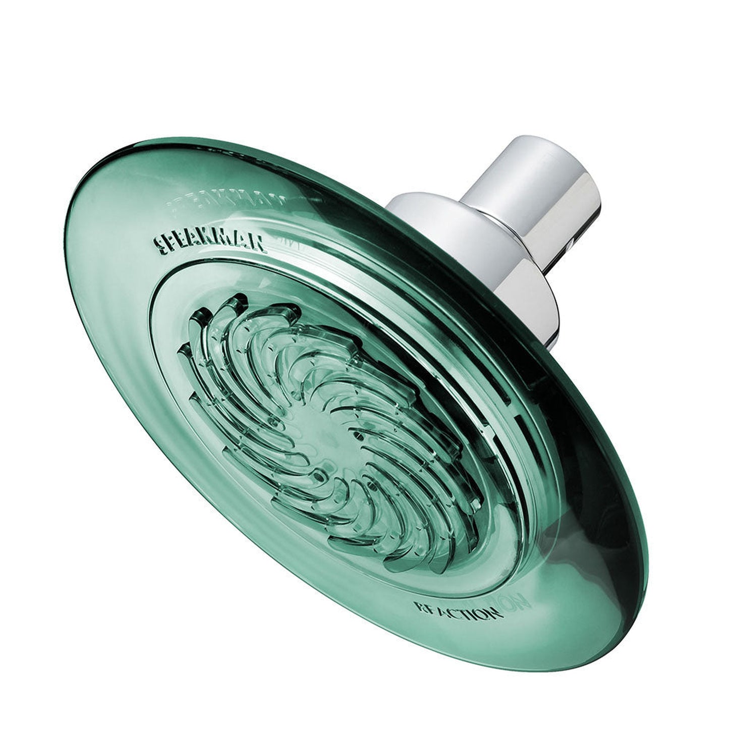 Speakman Reaction Single-Function Spray Pattern 2.5 GPM Shower Head in Polished Chrome Finish With Jade Green Frame