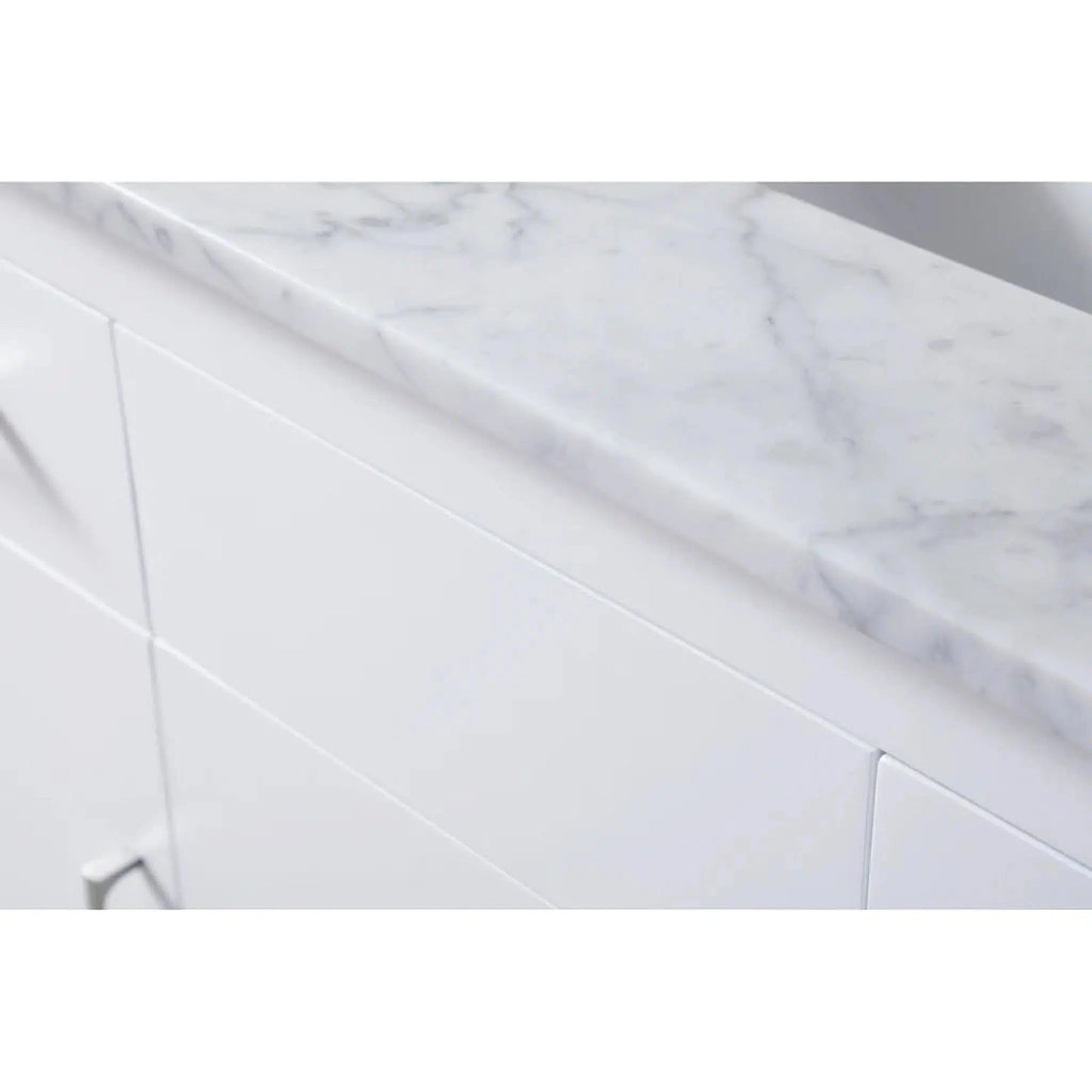 Stufurhome Atreus 48" White Single Sink Bathroom Vanity with Carrara Marble Top, 2 Drawers, 3 Doors and Widespread Faucet Holes