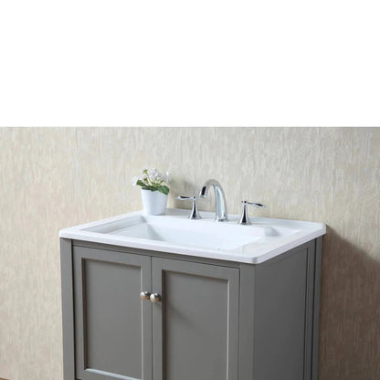 Stufurhome Delia 30" Grey Freestanding Laundry Utility Acrylic Sink With 1 Drawer, 2 Doors and Widespread Faucet Holes