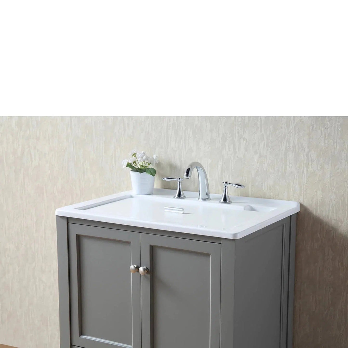 Stufurhome Delia 30" Grey Freestanding Laundry Utility Acrylic Sink With 1 Drawer, 2 Doors and Widespread Faucet Holes