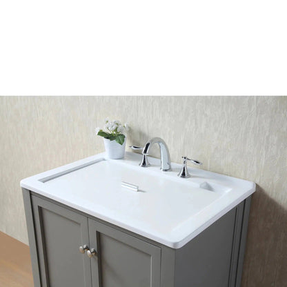 Stufurhome Delia 30" Grey Freestanding Laundry Utility Acrylic Sink With 1 Drawer, 2 Doors and Widespread Faucet Holes