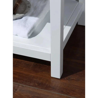Stufurhome Marla 30" White Freestanding Bathroom Vanity with Oval Single Undermount porcelain basin, Carrara White Marble Top, Wood Framed Mirror, 2 Drawer and Widespread Faucet Holes
