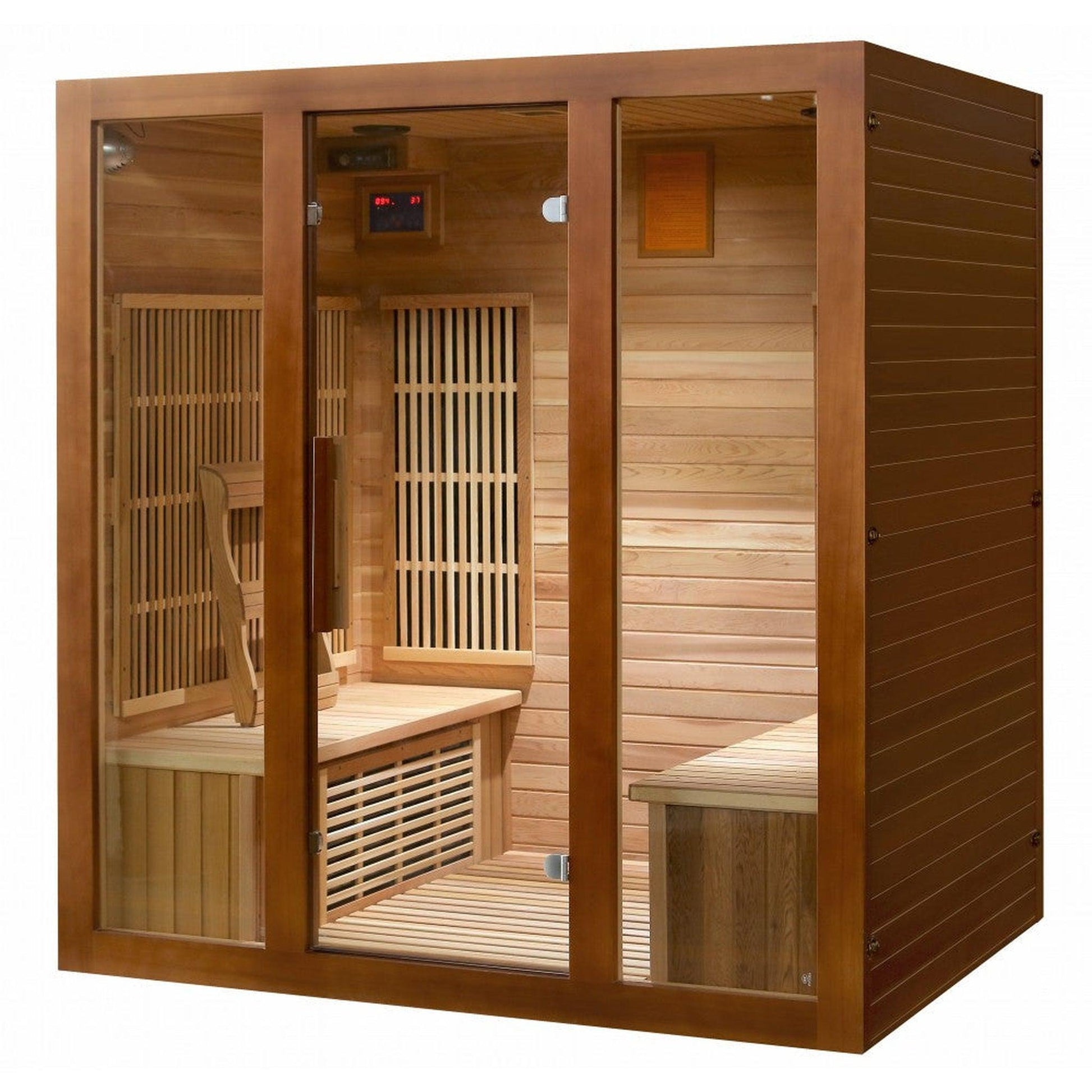 SunRay Roslyn 4-Person Indoor Infrared Sauna In Cedar Wood With Carbon Nano Heaters