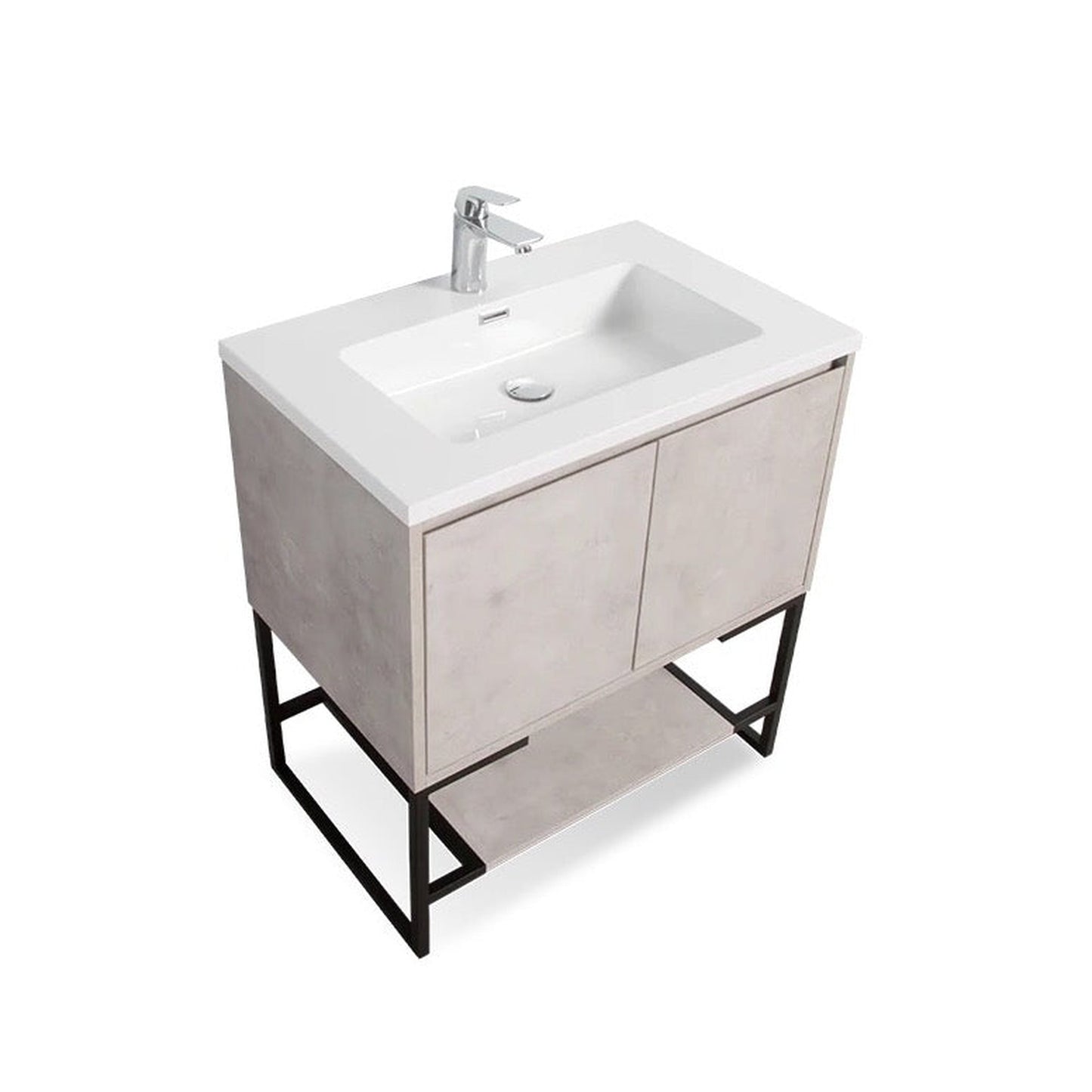 TONA Allen 24" Light Gray & White Freestanding Bathroom Vanity with Integrated Top and Sink