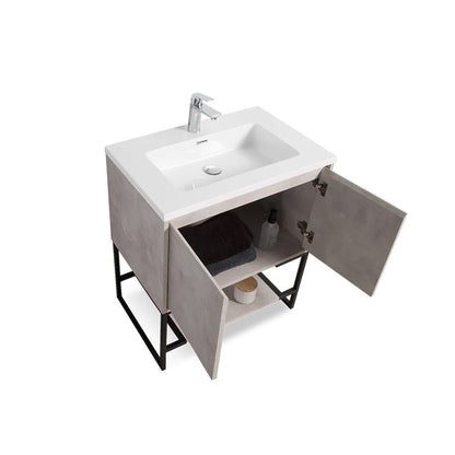 TONA Allen 24" Light Gray & White Freestanding Bathroom Vanity with Integrated Top and Sink