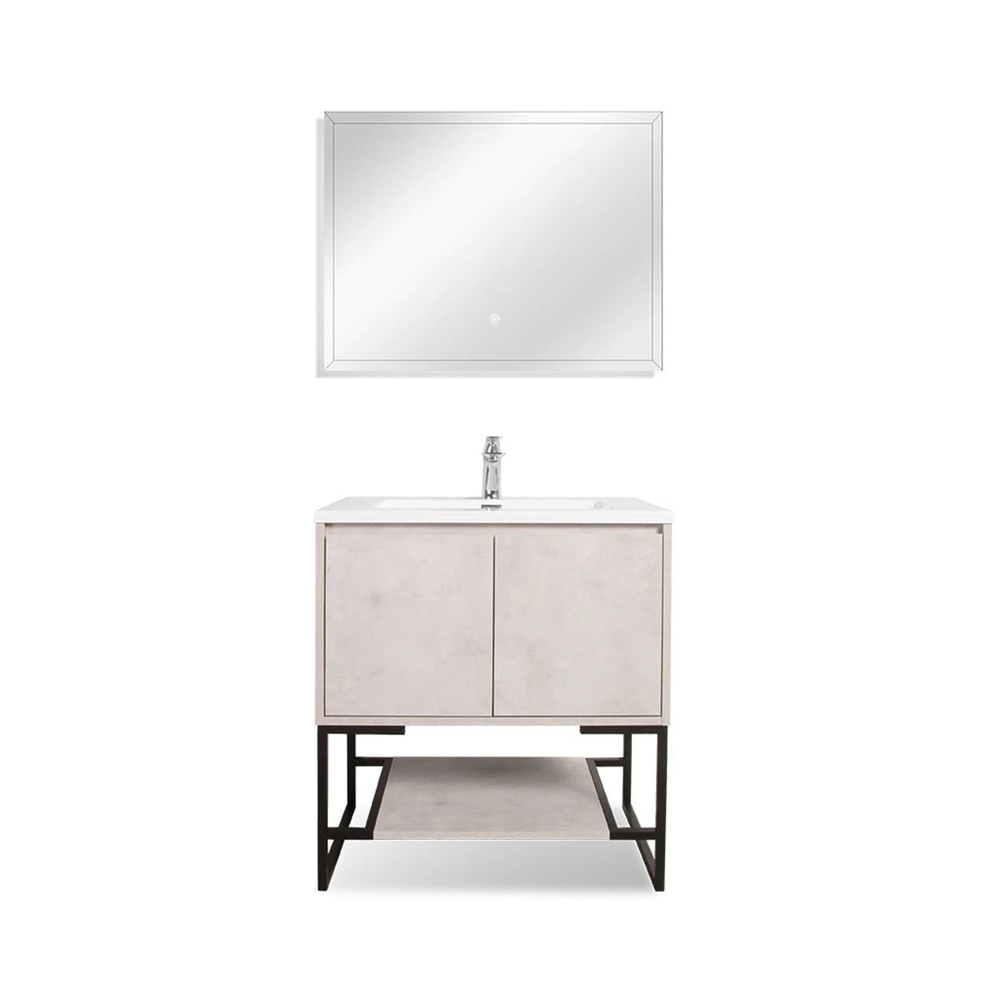 TONA Allen 24" Light Gray & White Freestanding Bathroom Vanity with Integrated Top and Sink