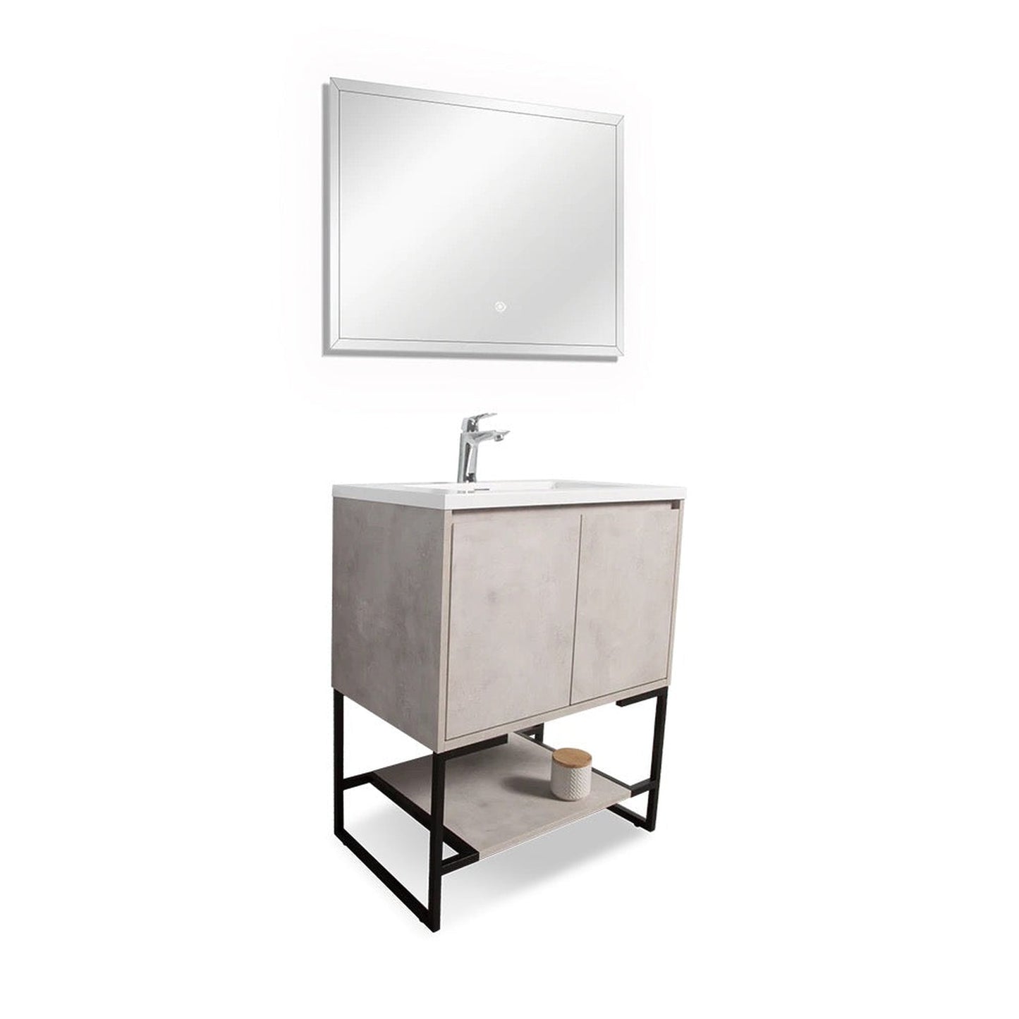 TONA Allen 24" Light Gray & White Freestanding Bathroom Vanity with Integrated Top and Sink