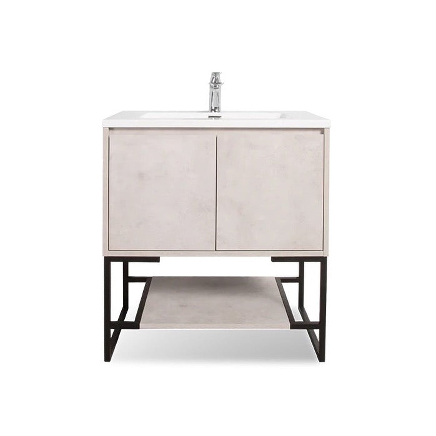 TONA Allen 24" Light Gray & White Freestanding Bathroom Vanity with Integrated Top and Sink