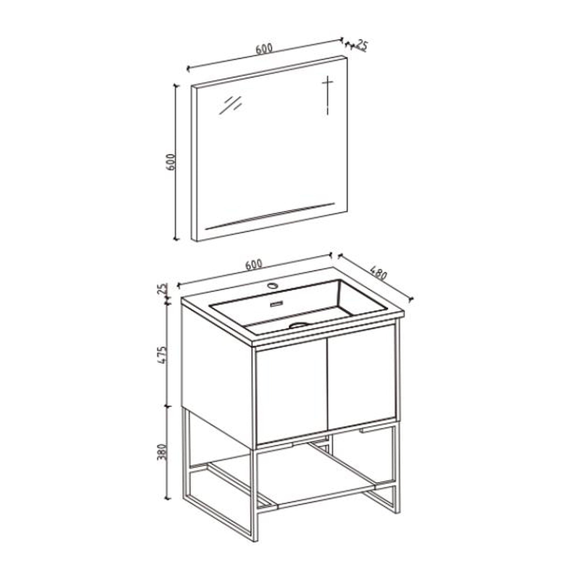 TONA Allen 24" Oak & White Freestanding Bathroom Vanity with Integrated Top and Sink